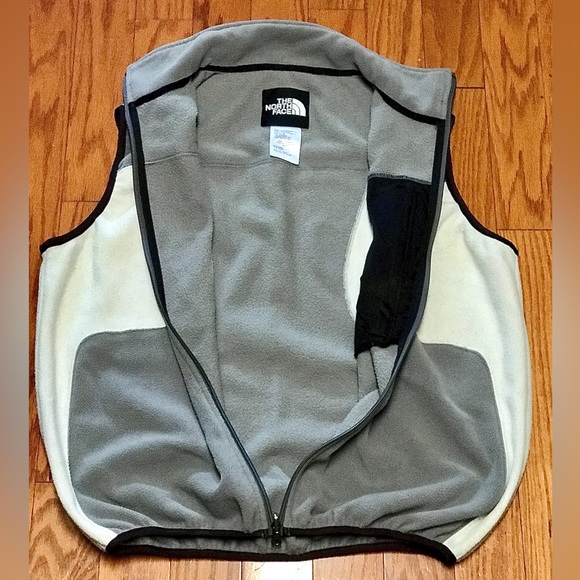 Men’s Medium Vintage 1990s Fleece Colorblock Grey White THE NORTH FACE Vest - Picture 5 of 14